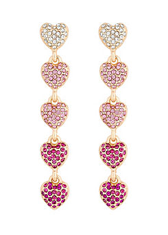 Rose Gold Plated Micro Pave Tonal Pink Drop Earrings by Lipsy