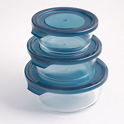 Round Glass Food Container Set 400ml, 650ml, 950ml by Jomafe