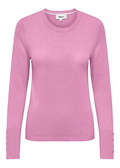 Round Neck Button Sleeve Jumper by Only