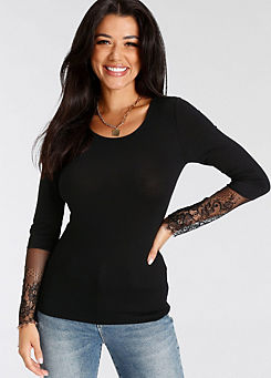 Round Neck Long Sleeve Top by Melrose