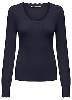 Round Neck Rib Knit Sweater by Only
