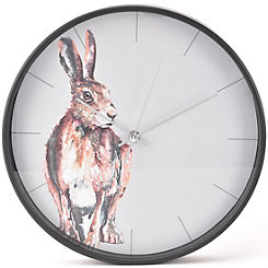 Round Wall Clock 30 cm Hare by Meg Hawkins