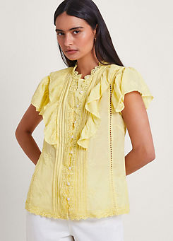 Rue Embroidered Ruffle Blouse by Monsoon