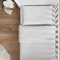 Safe Nights Grey Star Cot Bed 100% Cotton Duvet Set by Silentnight