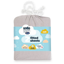 Safe Nights Pack of 2 Cot 100% Cotton Fitted Sheets by Silentnight