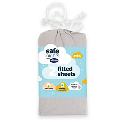 Safe Nights Pack of 2 Crib 100% Cotton Fitted Sheets by Silentnight
