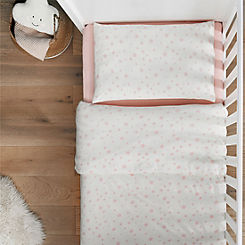 Safe Nights Pink Star Cot Bed 100% Cotton Duvet Set by Silentnight