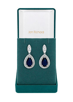 Sapphire Pear Drop Earrings in a Gift Box by Jon Richard