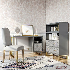 Scarlett Desk in Grey & Gold by CosmoLiving by Cosmopolitan