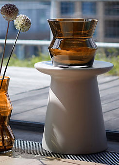 Sculptured Clear Vase/Lantern - Cognac by LSA