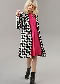 Selected Houndstooth Print Short Coat by Aniston