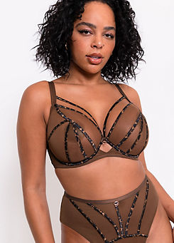 Senses Leopard Print Underwired Plunge Bra by Scantilly by Curvy Kate