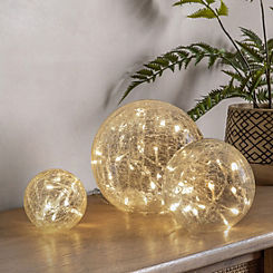 Set Of 3 Crackle Glass Balls by Chic Living