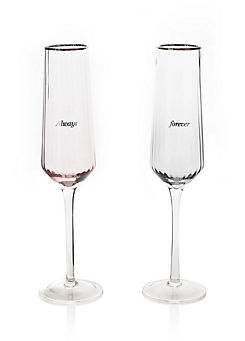 Set of 2 Always & Forever Flute Glasses by Amore