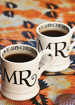 Set of 2 Black Toast Mr & Mr Half Pint Mugs by Emma Bridgewater