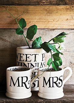 Set of 2 Black Toast Mr & Mrs Half Pint Mugs by Emma Bridgewater