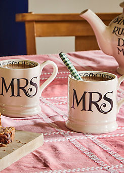 Set of 2 Black Toast Mrs & Mrs Half Pint Mugs  by Emma Bridgewater