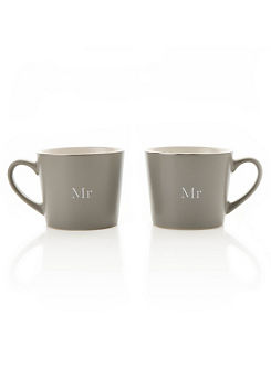 Set of 2 Grey Mugs - Mr & Mr by Amore