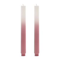 Set of 2 Ombre Dinner Candles - Pink & White by Hestia