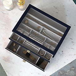 Set of 2 Pebble Navy Supersize Jewellery Box by Stackers
