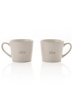 Set of 2 White Mrs & Mrs Mugs by Amore