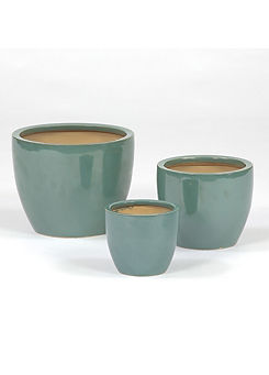 Set of 3 Ceramic Indoor Pots by Suntime