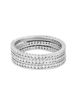 Set of 3 Sterling Silver Cubic Zirconia Stacking Rings by For You Collection