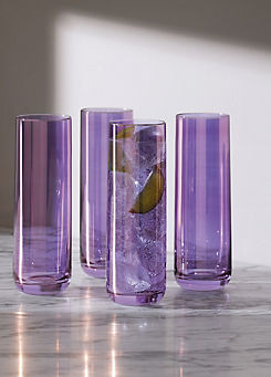 Set of 4 Aurora Highball 420ml Polar Violet Glasses by LSA