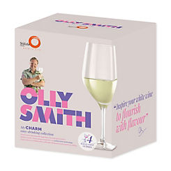 Set of 4 White Wine Crystal Glasses by Olly Smith