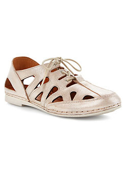 Shimmer Metallic Lace Up Lattice Shoes by Riva