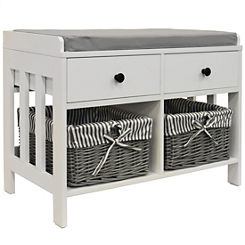 Shoe Storage Bench with 2 Drawers & 2 Baskets