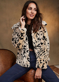 Short Leopard Fur Coat by Together