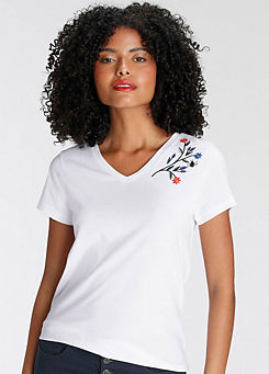 Short Sleeve Flower Detail T-Shirt by AJC
