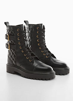 Sierra Military Leather Ankle Boots by Mango