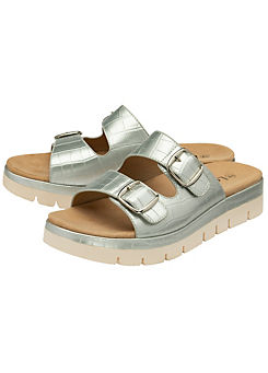 Silver Croc Linar Sandals by Lotus