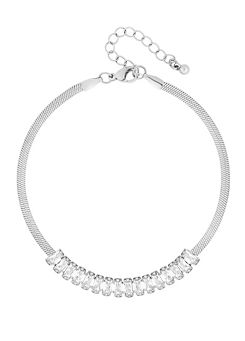 Silver Crystal Baguette Chain Bracelet by MOOD By Jon Richard