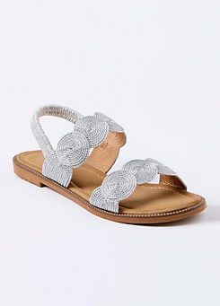 Silver Elasticated Back Sandals by Cotton Traders