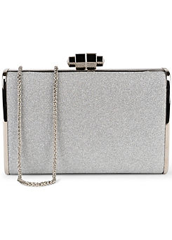 Silver Glitter ’Devica’ Box Clutch by Paradox London