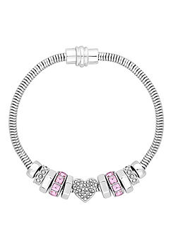 Silver Heart Pink Magnetic Bracelet - Gift Boxed by Lipsy
