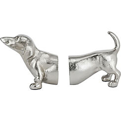 Silver Metal Sausage Dog Book Ends by Pacific Lifestyle