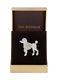Silver Plated Aurora Borealis Poodle Brooch - Gift Boxed by Jon Richard