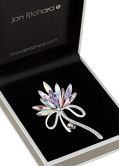 Silver Plated Crystal Navette Decorative Brooch - Gift Boxed by Jon Richard