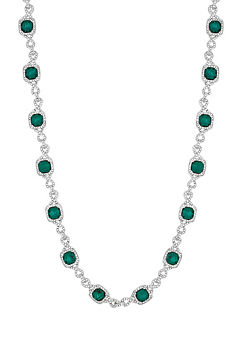 Silver Plated Emerald Green Infinity Allway Necklace by Jon Richard