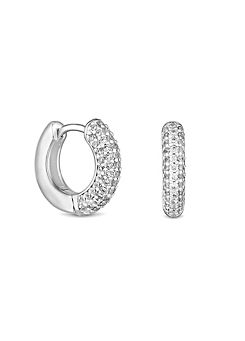 Silver Plated Recycled Cubic Zirconia Hoop Earrings  by Inicio