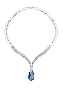 Silver Plated and Statement Blue Peardrop Necklace by Jon Richard