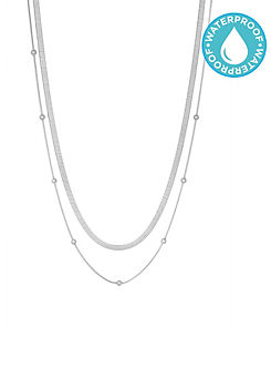 Silver Polished Simple Layered Necklaces - Pack of 2 by MOOD By Jon Richard