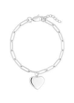 Silver Stainless Steel Polished Heart Chain Bracelet by MOOD By Jon Richard