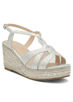 Silver Wide Fit Shimmer ’Yanelli’ Wedge Espadrilles by Paradox London