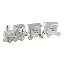 Silverplated First Tooth & Curl Set Train with 2 Carriages by Hello Baby