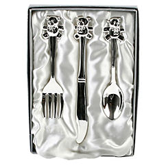 Silverplated Knife, Fork & Spoon Set with Teddy Tops *(96/24) by Juliana
